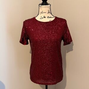 The Limited Garnet Red Sequin Top